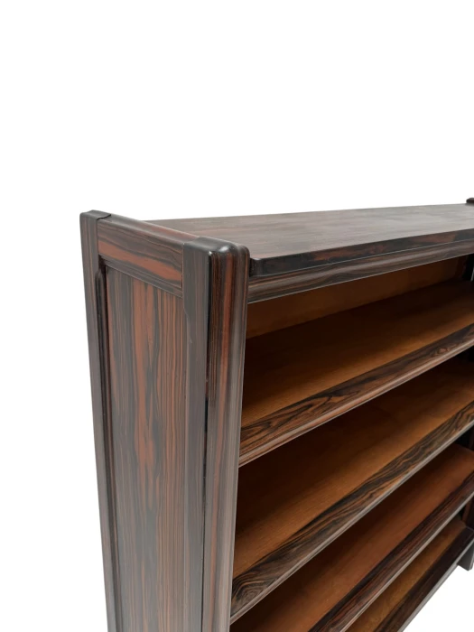 Art Deco Open Bookcase, Macassar Ebony with Oak Shelves, 1920s Design